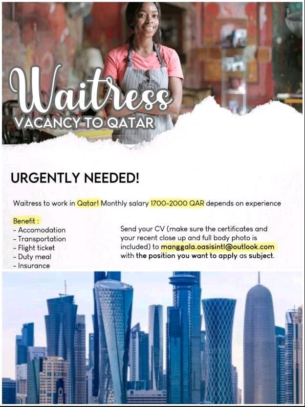 Lowongan kerja ke Qatar, silakan yg minat sesuai dg syarat  pd pamflet